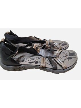 Merrell Womens Black & Brown Leather Sandals US 7 EU 38 Adjustable Straps Select